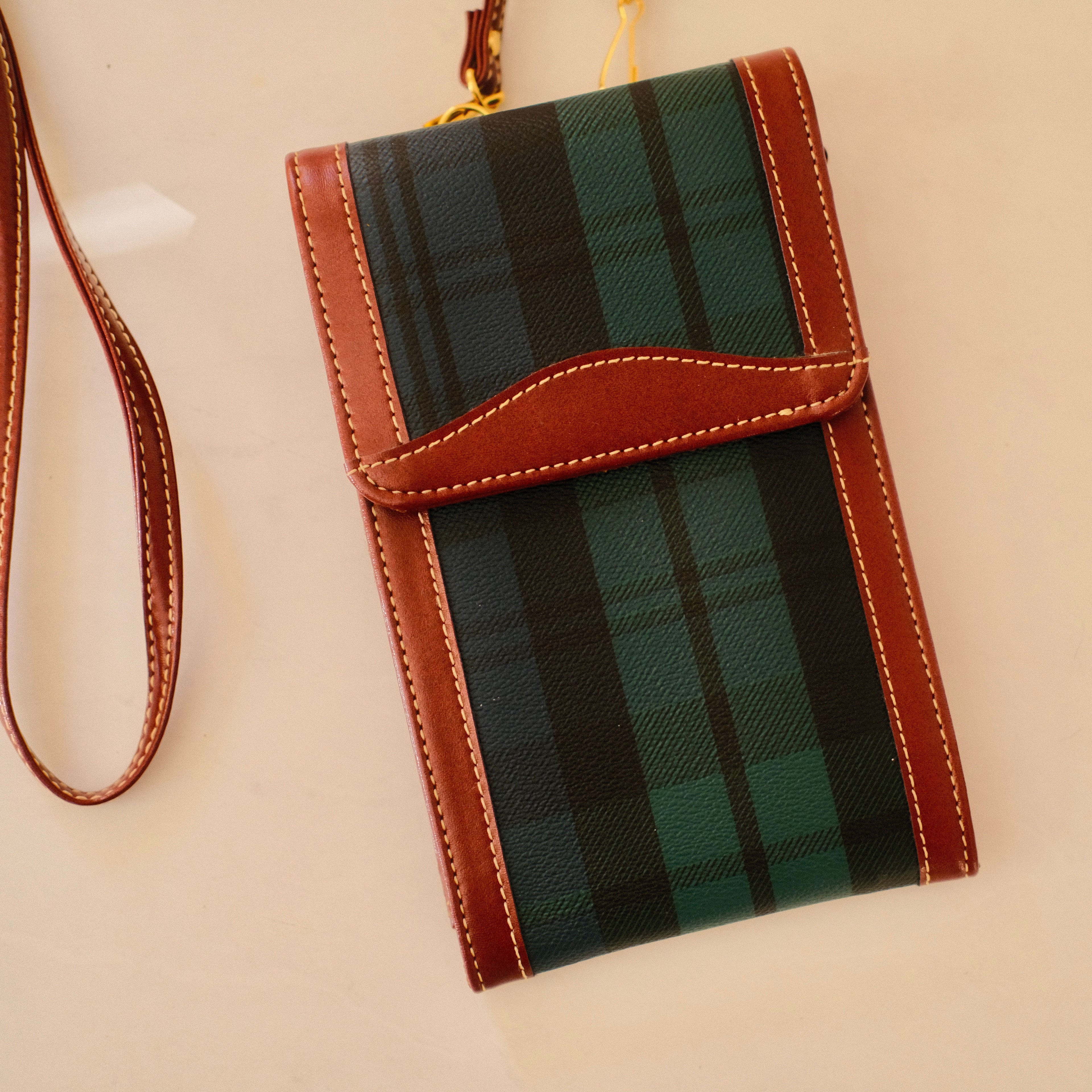 Vintage Polo Ralph Lauren Inspired Plaid Crossbody Trifold Wallet