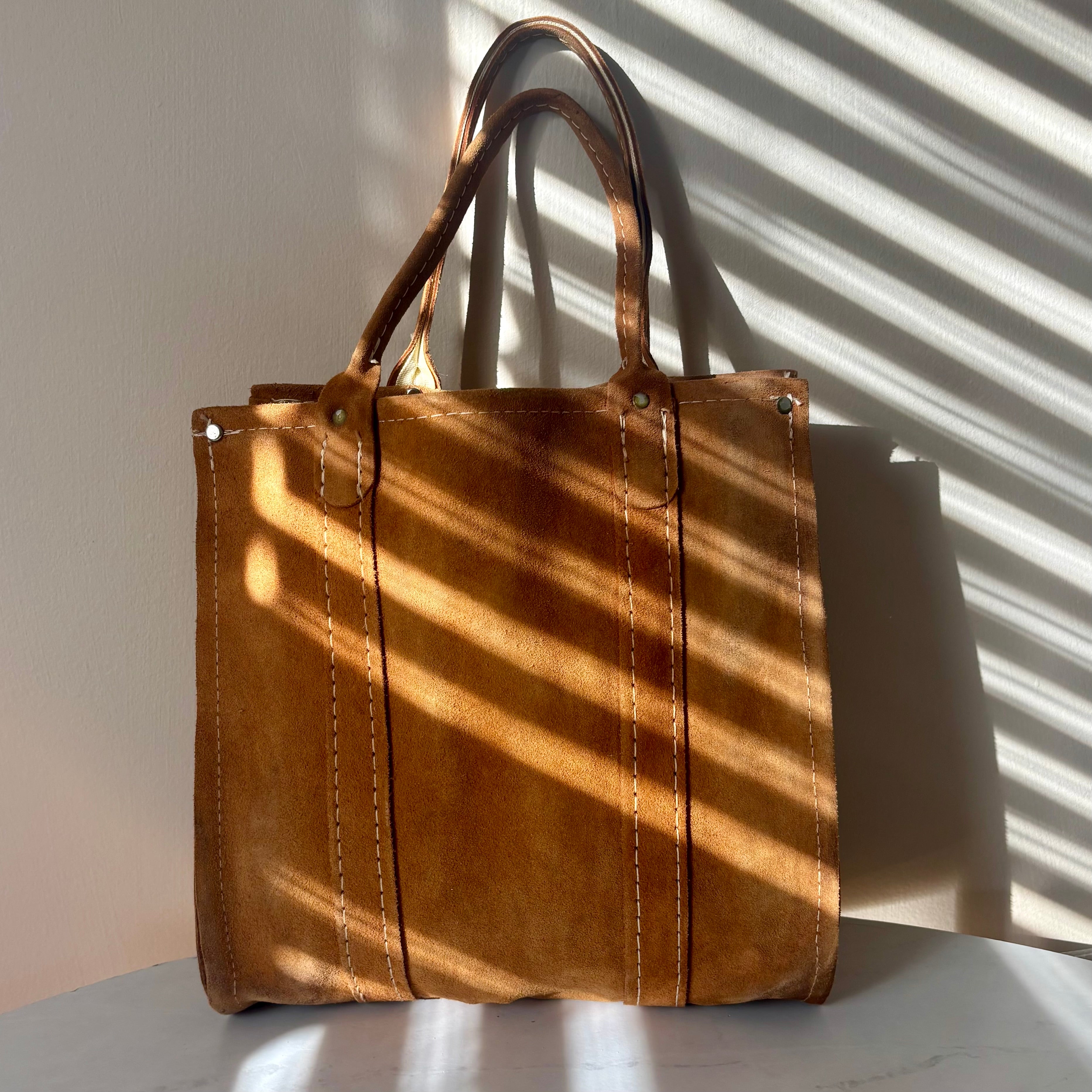 Vintage Brown Suede Tote