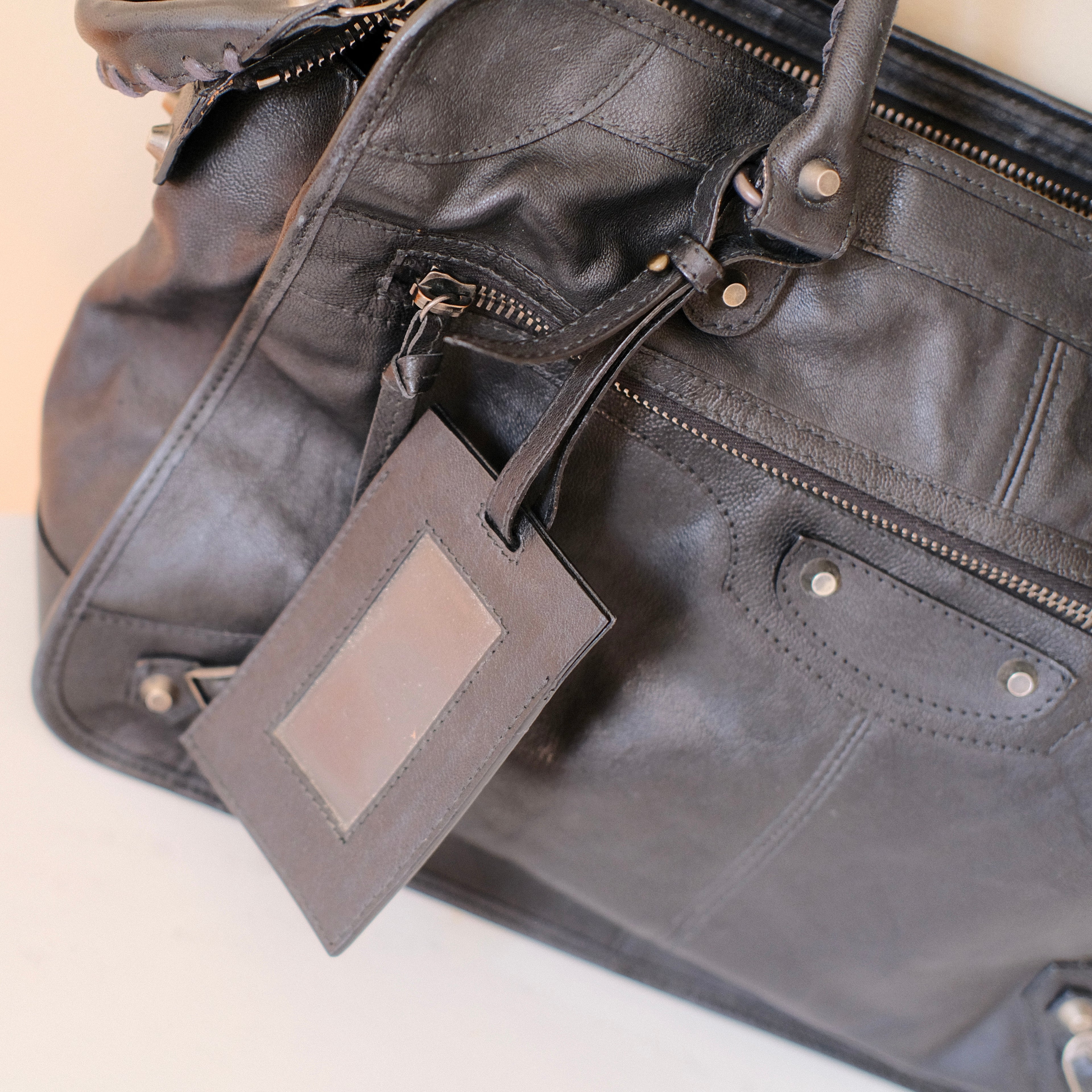 Balenciaga Black Leather Men's Carry All