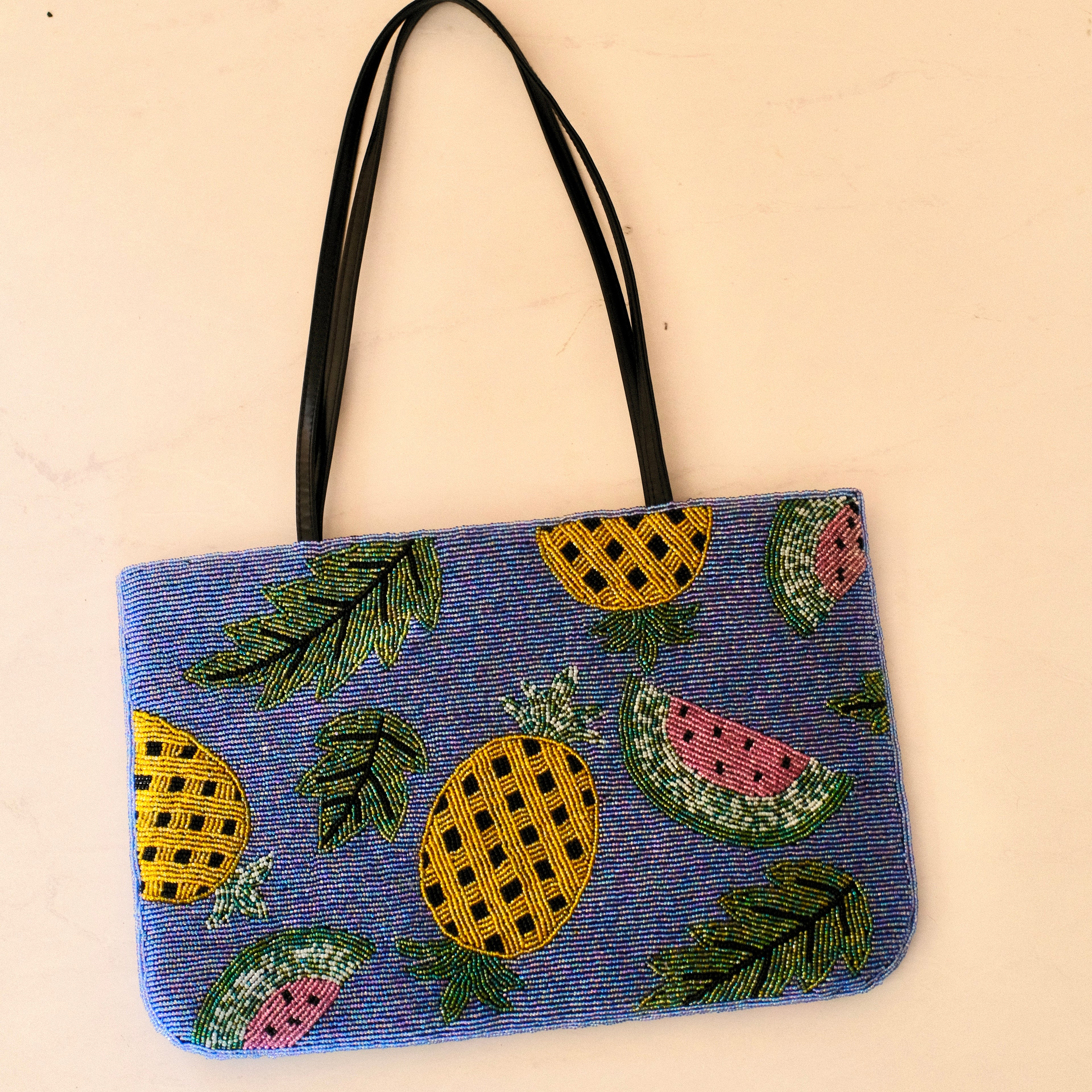 Vintage Beaded Tropical Fruit Shoulder Bag