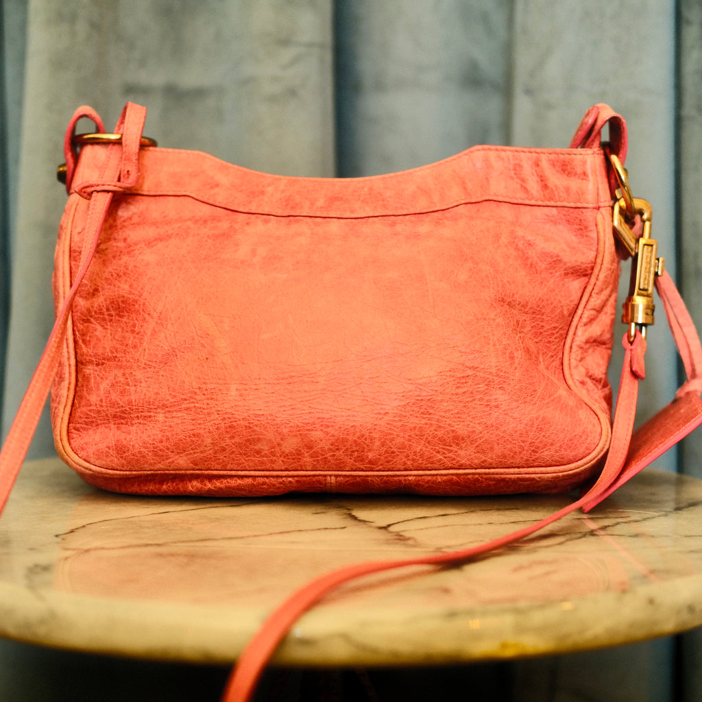 Balenciaga The Hip City Leather Crossbody Pink