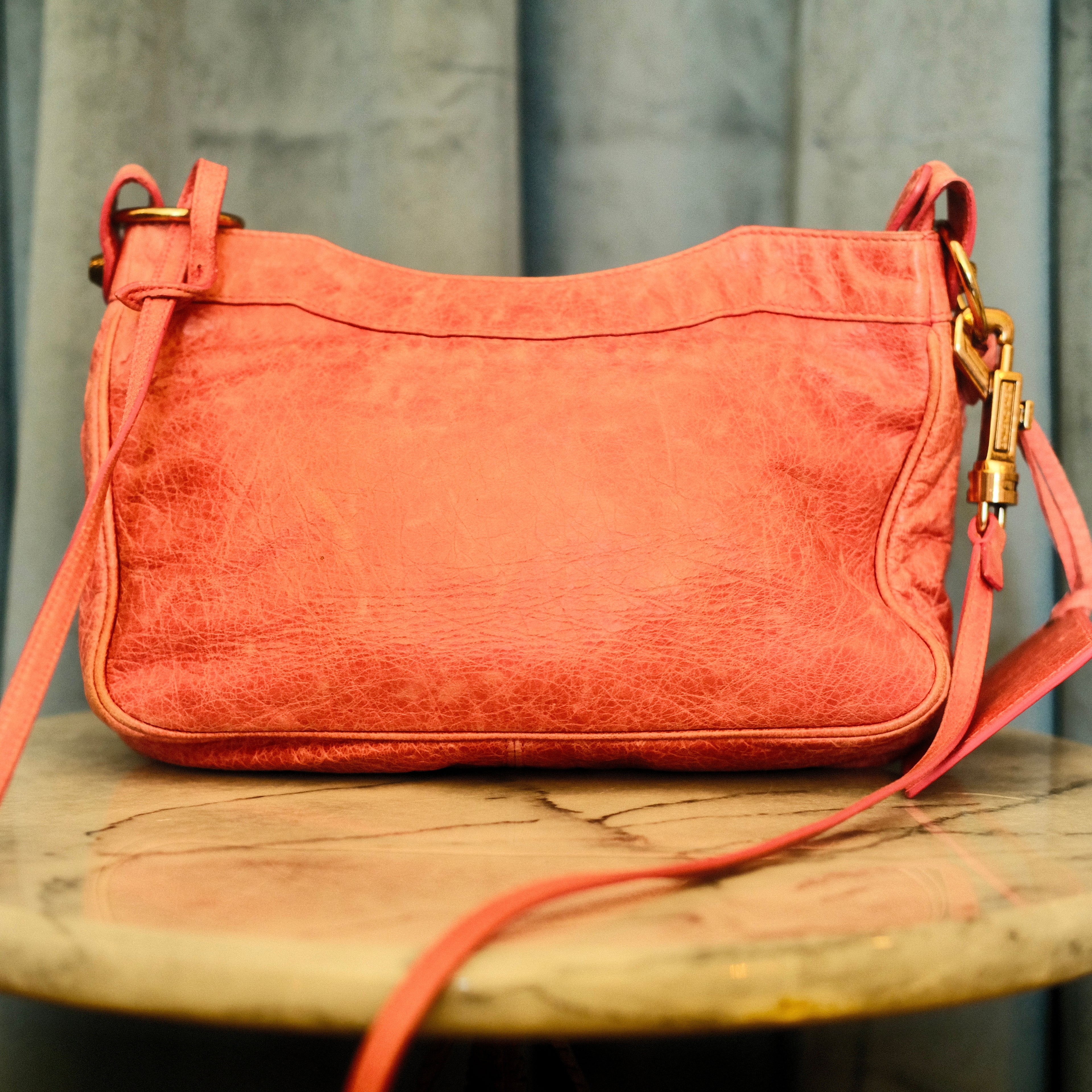 Balenciaga The Hip City Leather Crossbody Pink