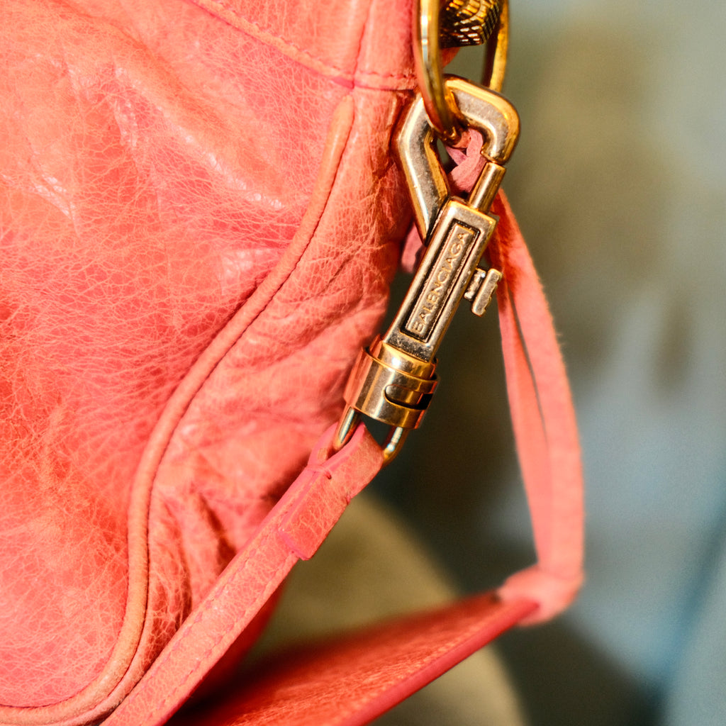 Balenciaga The Hip City Leather Crossbody Pink