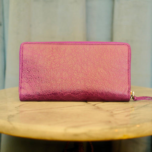 Balenciaga 2013 Calfskin Zip Wallet Purple