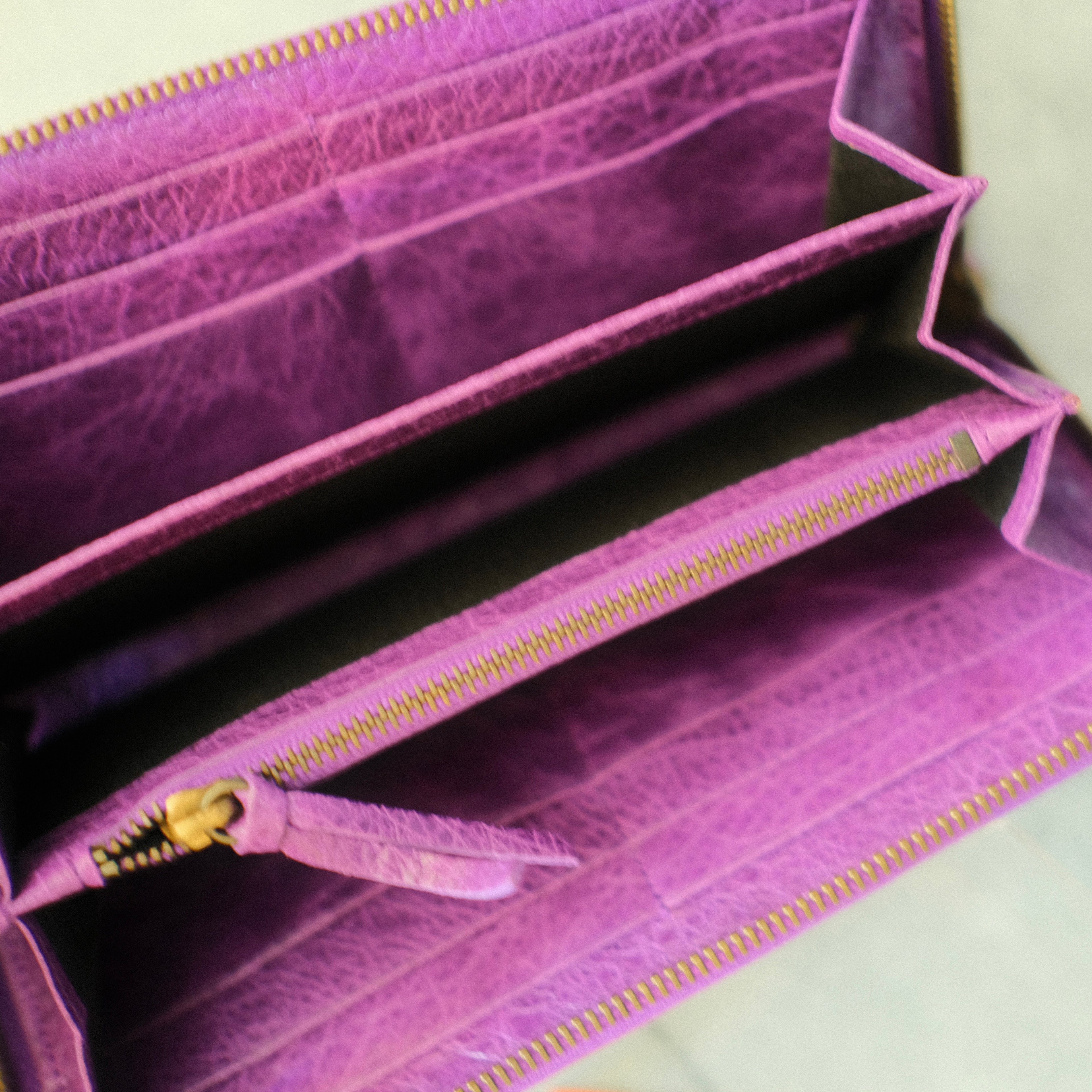 Balenciaga 2013 Calfskin Zip Wallet Purple