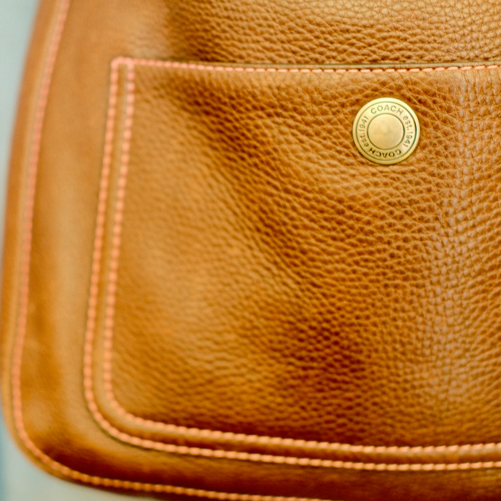 Coach Two-Tone Leather Shoulder Bag Brown