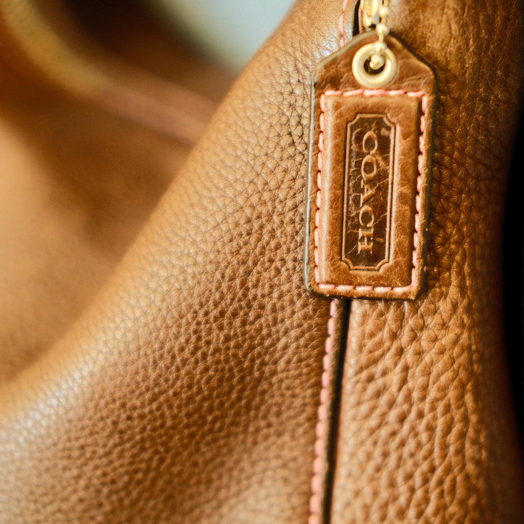 Coach Two-Tone Leather Shoulder Bag Brown