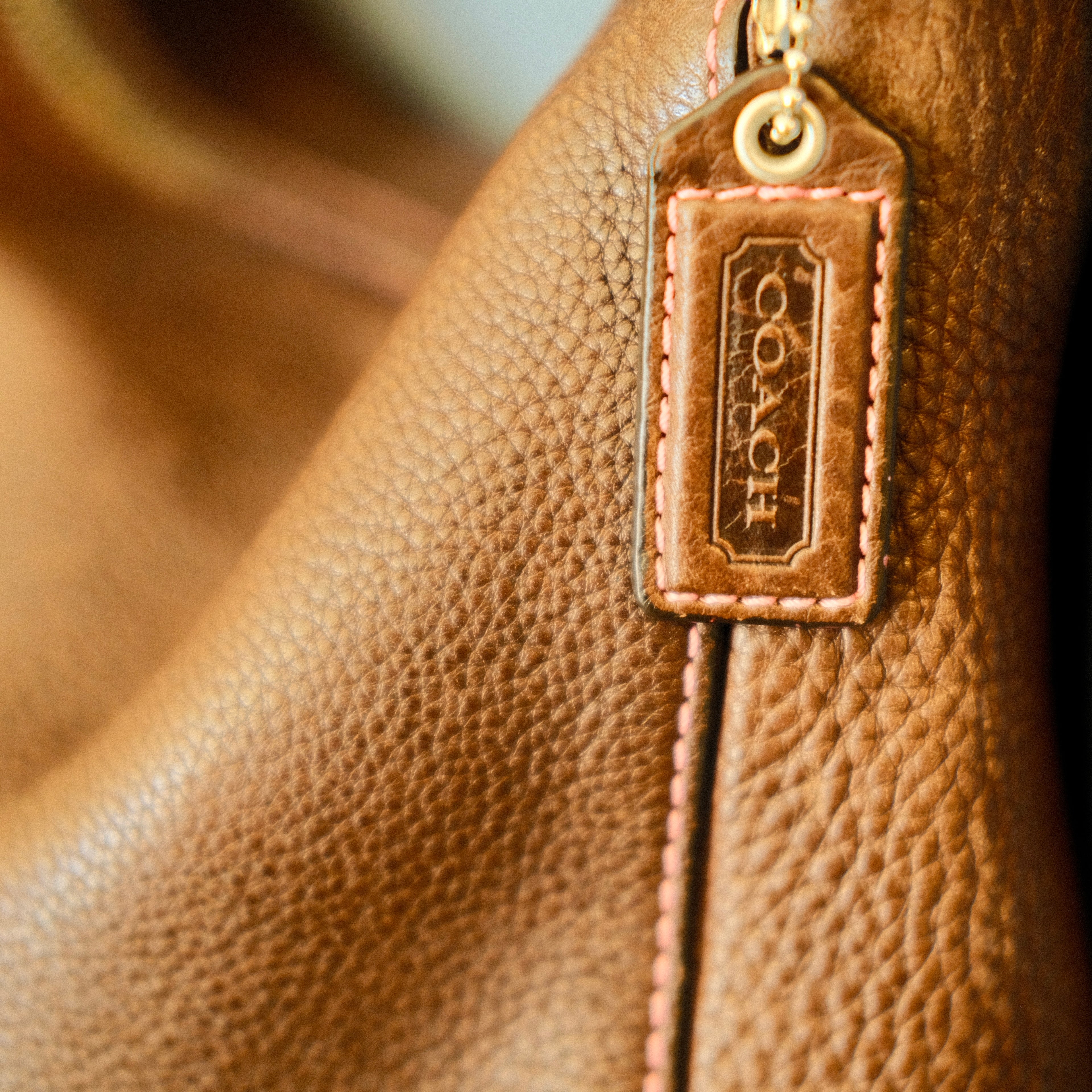 Coach Two-Tone Leather Shoulder Bag Brown