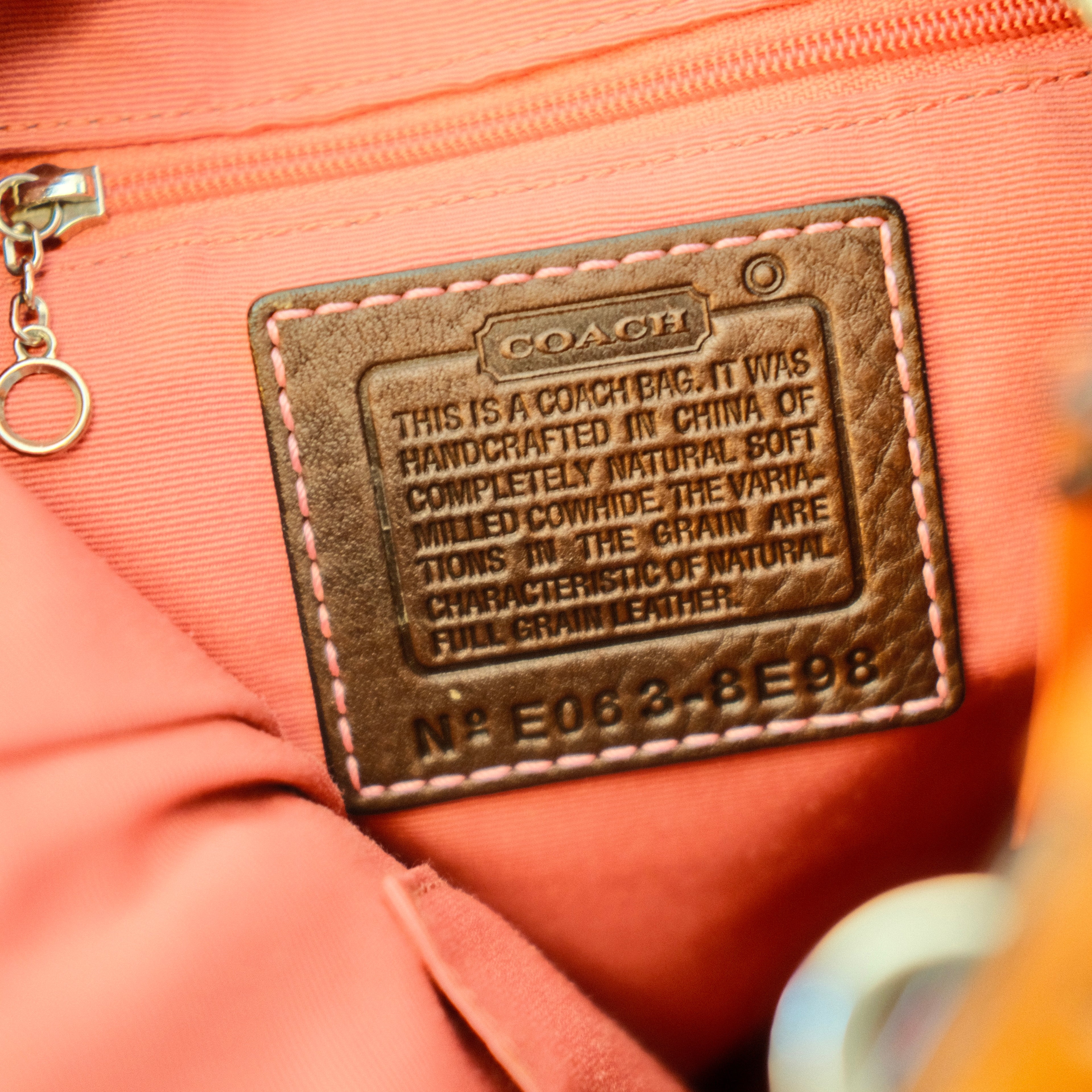 Coach Two-Tone Leather Shoulder Bag Brown