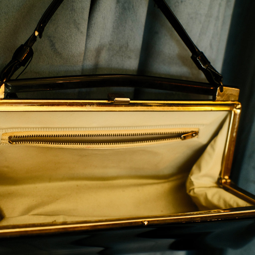 Vintage Patent Leather Clutch Black