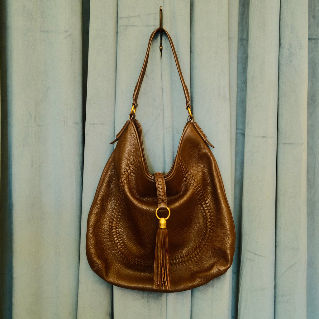 Ralph Lauren Leather Tassel Bag Brown