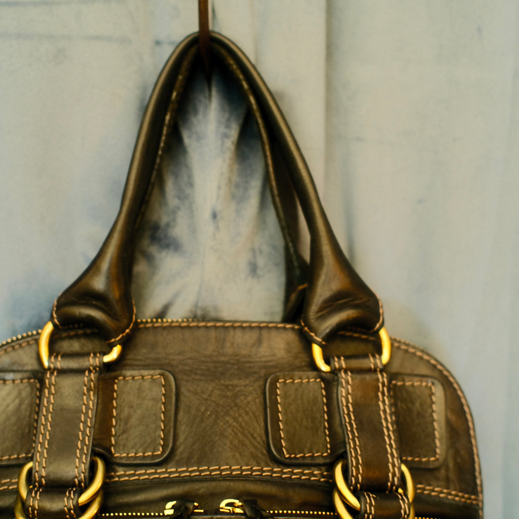 Chloe Quilted Bay Top Handle Bag Black