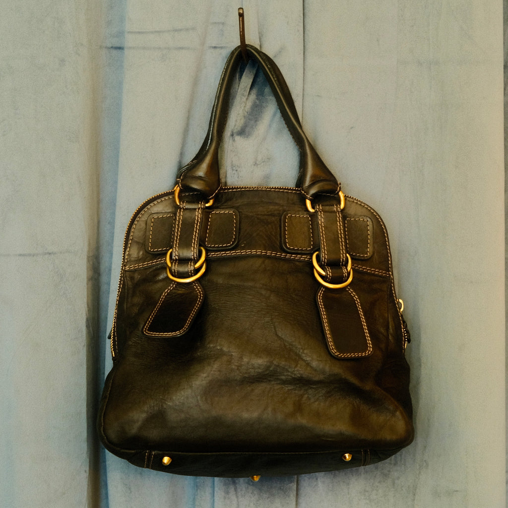 Chloe Quilted Bay Top Handle Bag Black