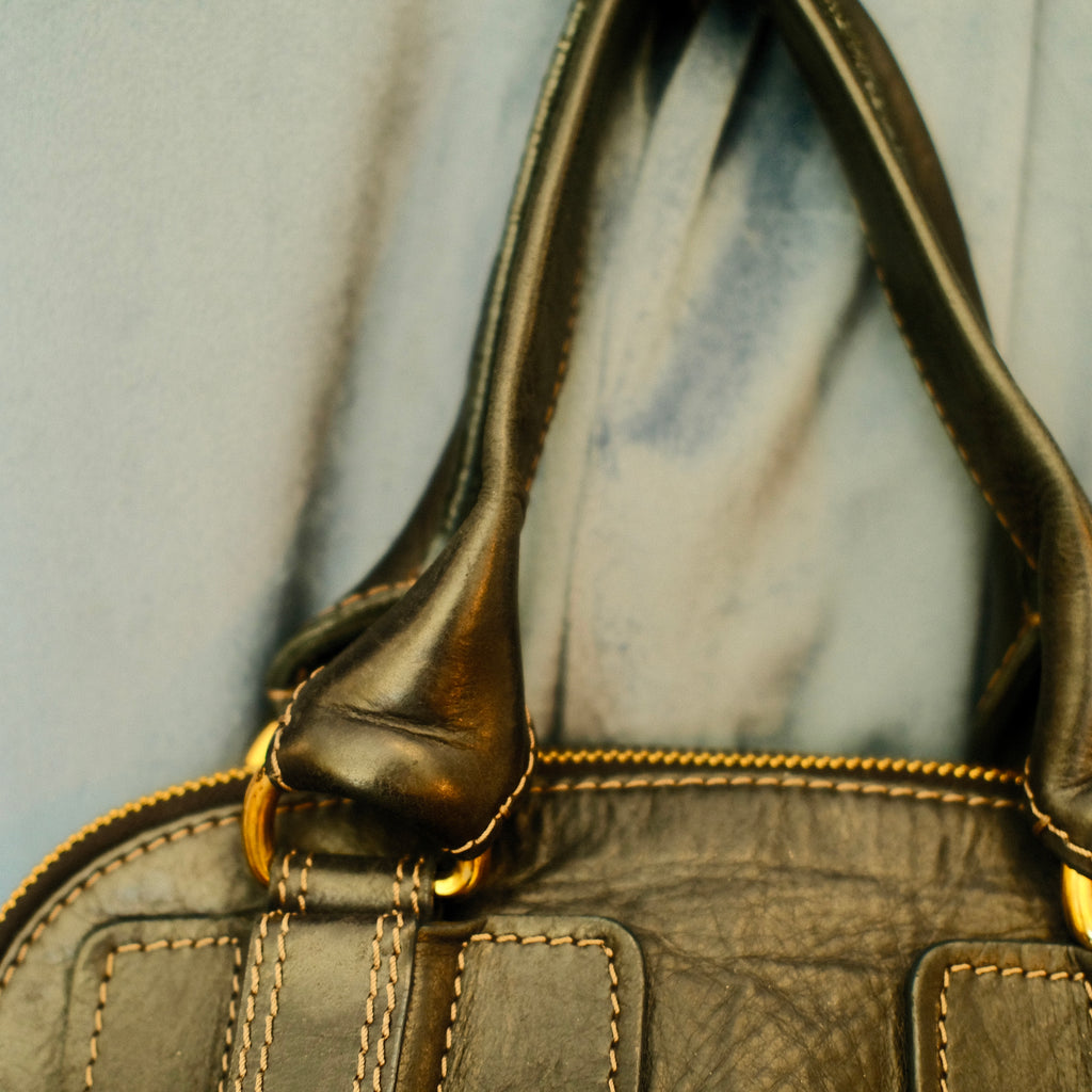 Chloe Quilted Bay Top Handle Bag Black