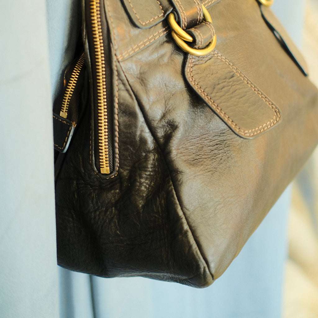 Chloe Quilted Bay Top Handle Bag Black