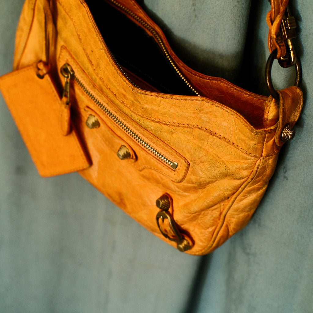 Balenciaga City Leather Crossbody Orange