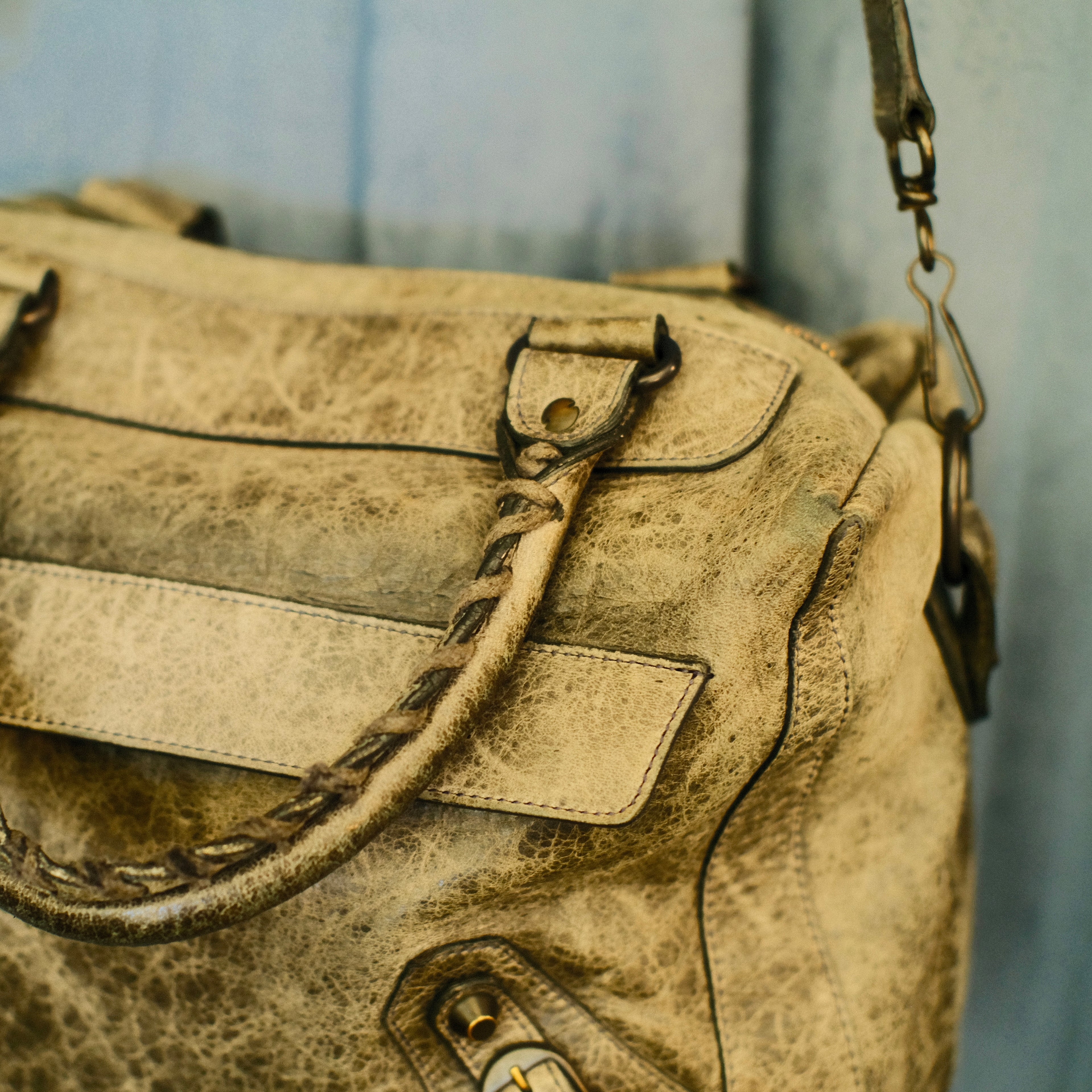 Balenciaga City 2way Leather Shoulder Bag Gray