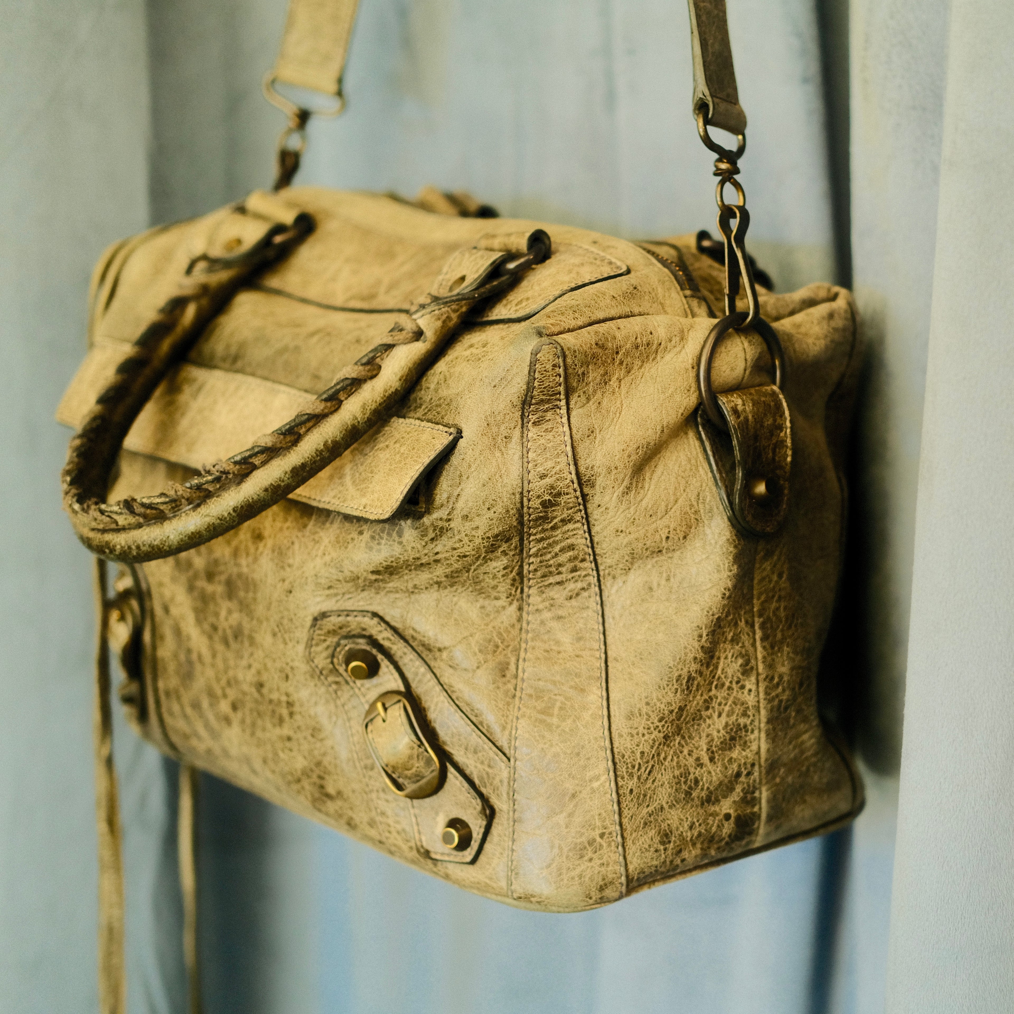 Balenciaga City 2way Leather Shoulder Bag Gray