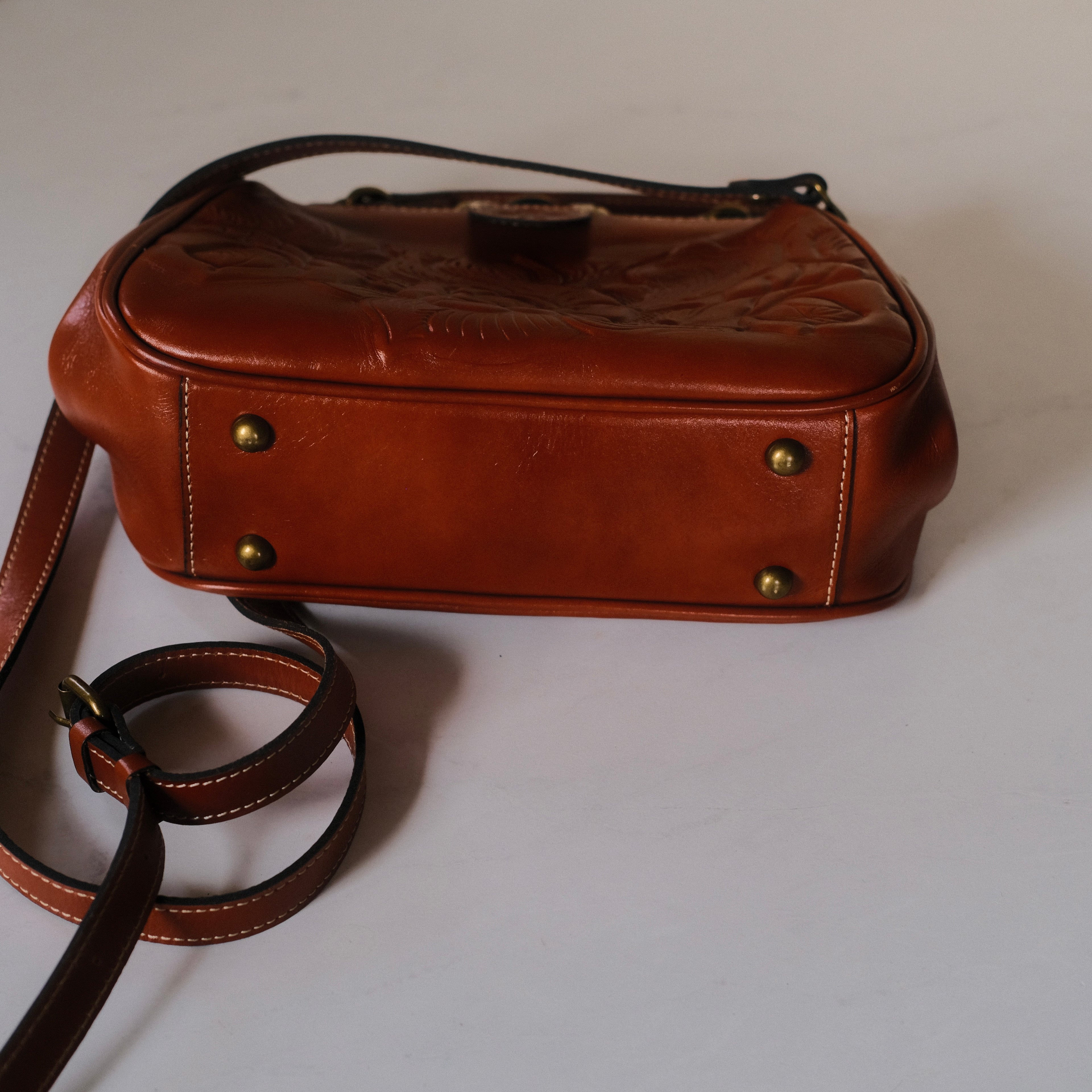 Patricia Nash Brown Tooled Leather Satchel