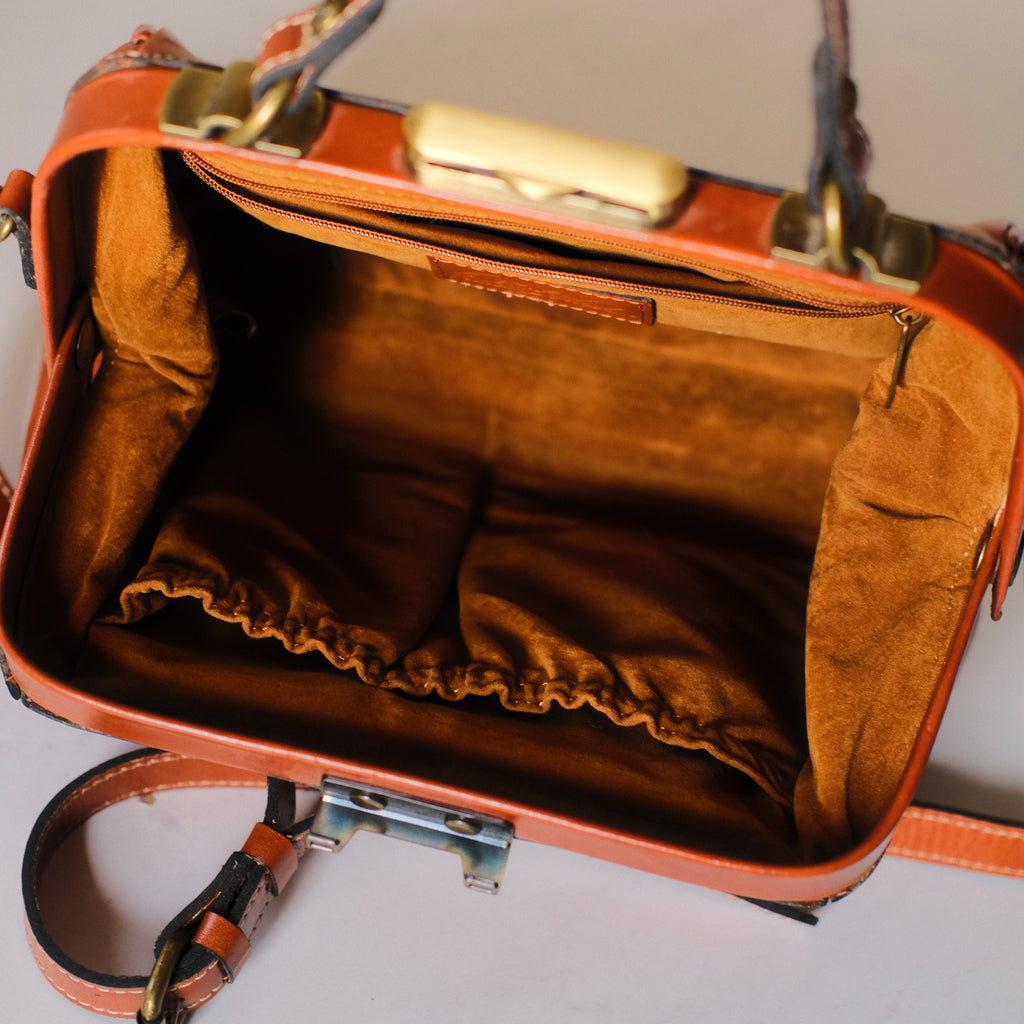 Patricia Nash Brown Tooled Leather Satchel