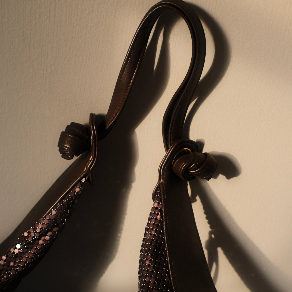 Paradox Brown Sequin Chainmail Shoulder Bag
