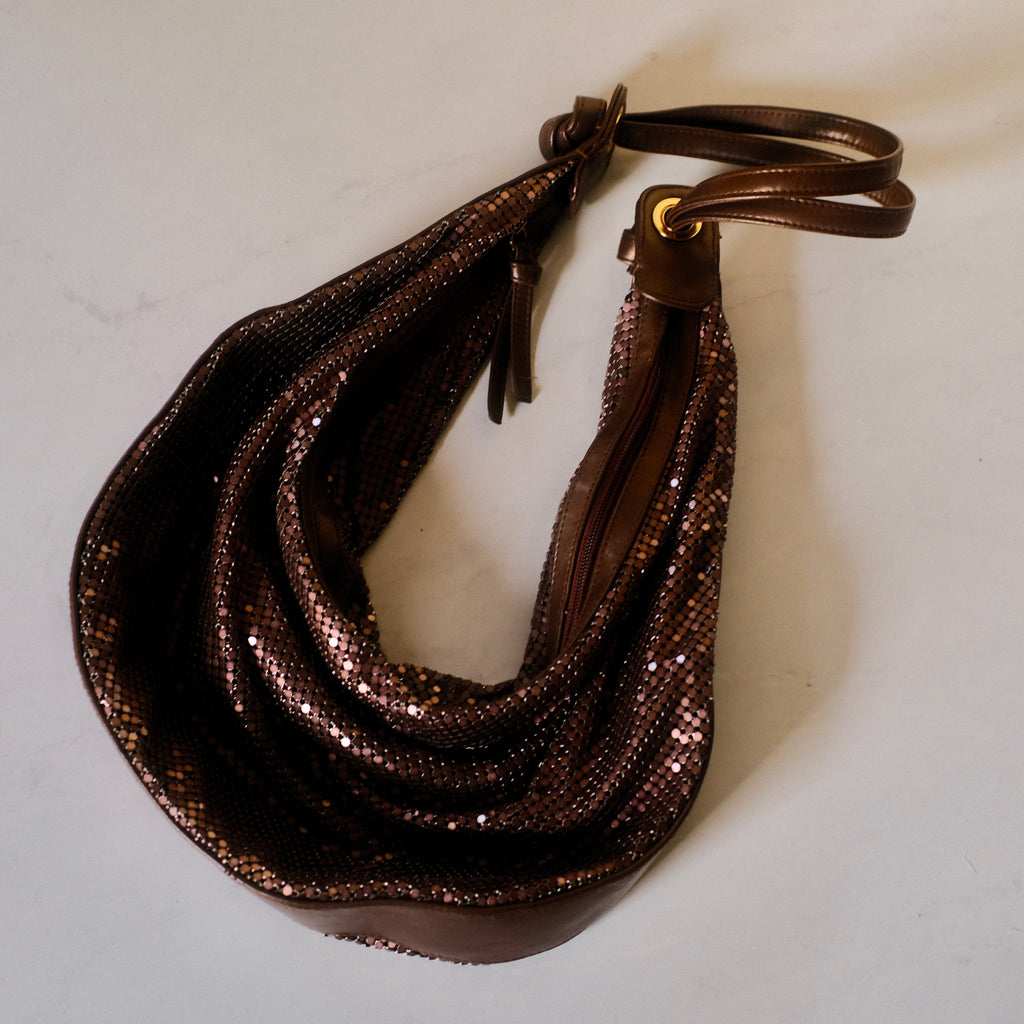 Paradox Brown Sequin Chainmail Shoulder Bag