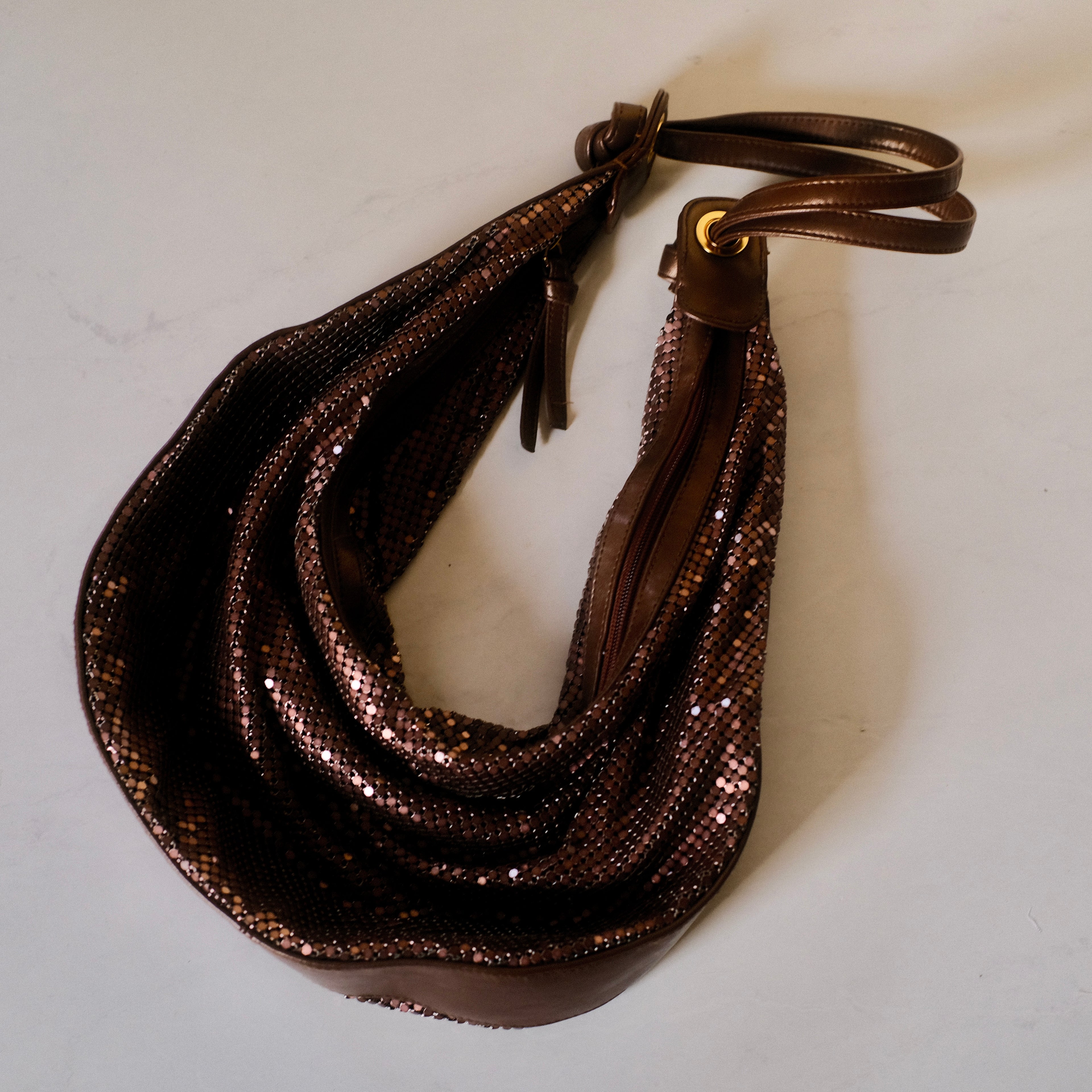 Paradox Brown Sequin Chainmail Shoulder Bag