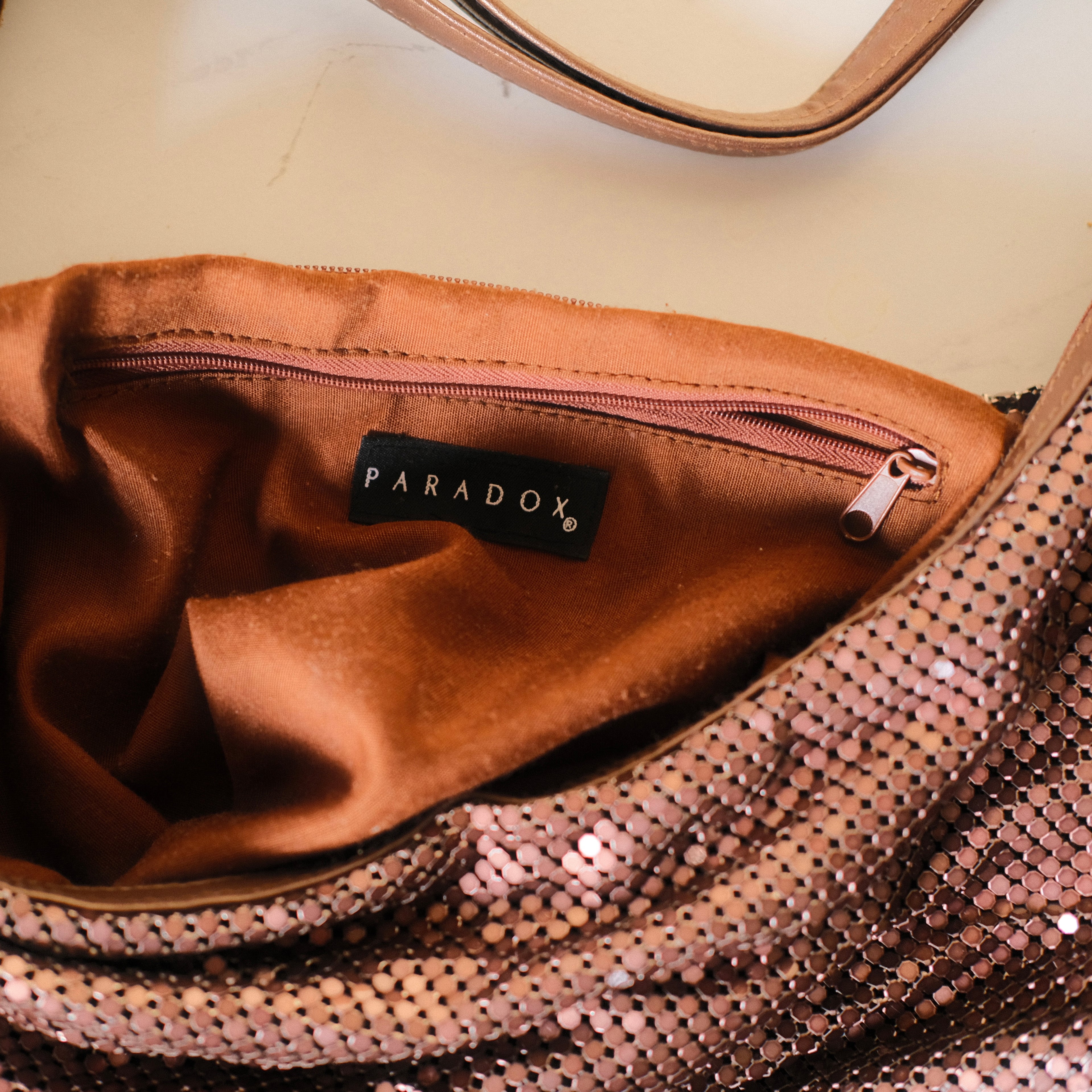 Paradox Brown Sequin Chainmail Shoulder Bag