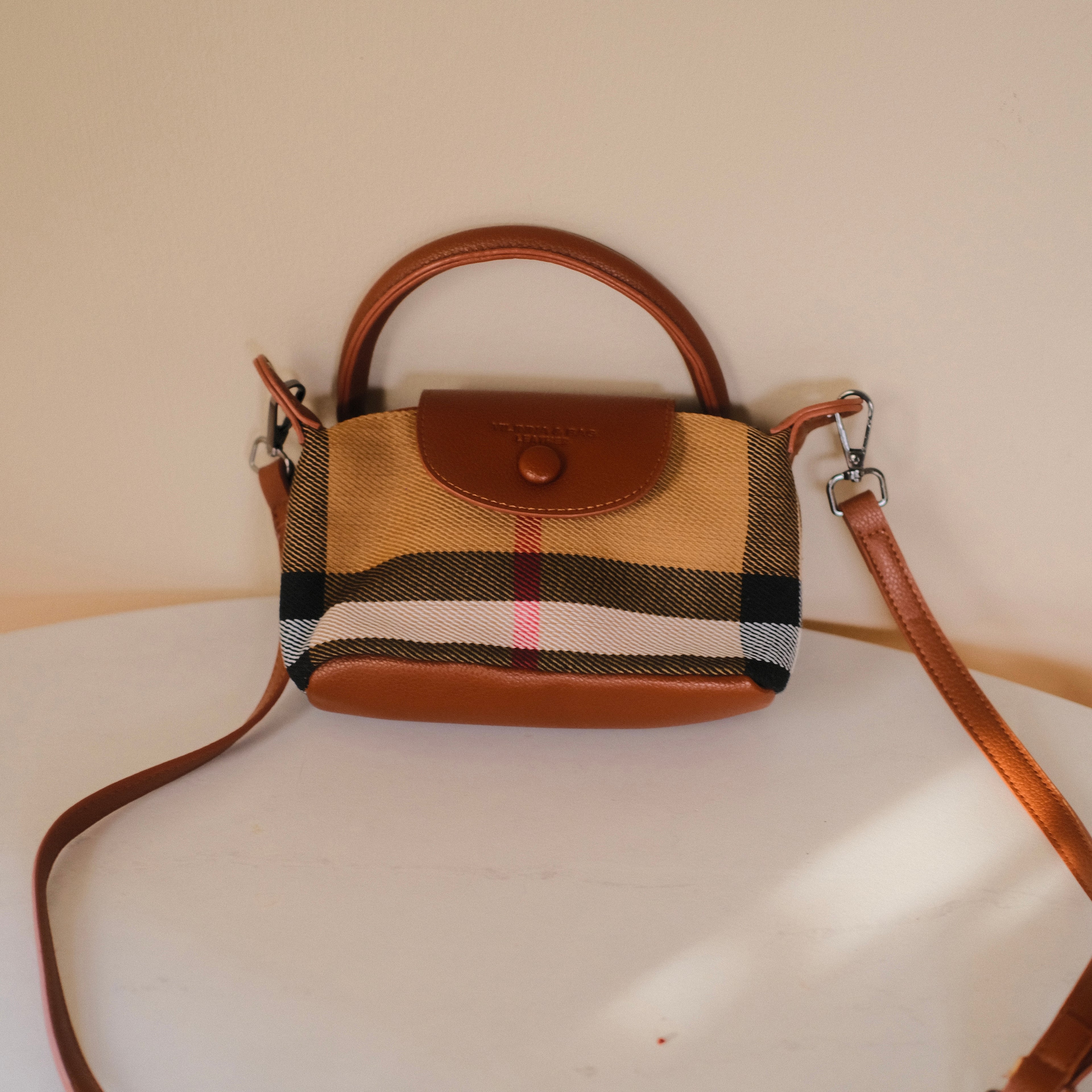 Burberry Inspired Plaid Top Handle Bag