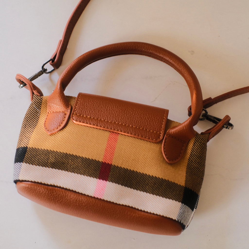 Burberry Inspired Plaid Top Handle Bag
