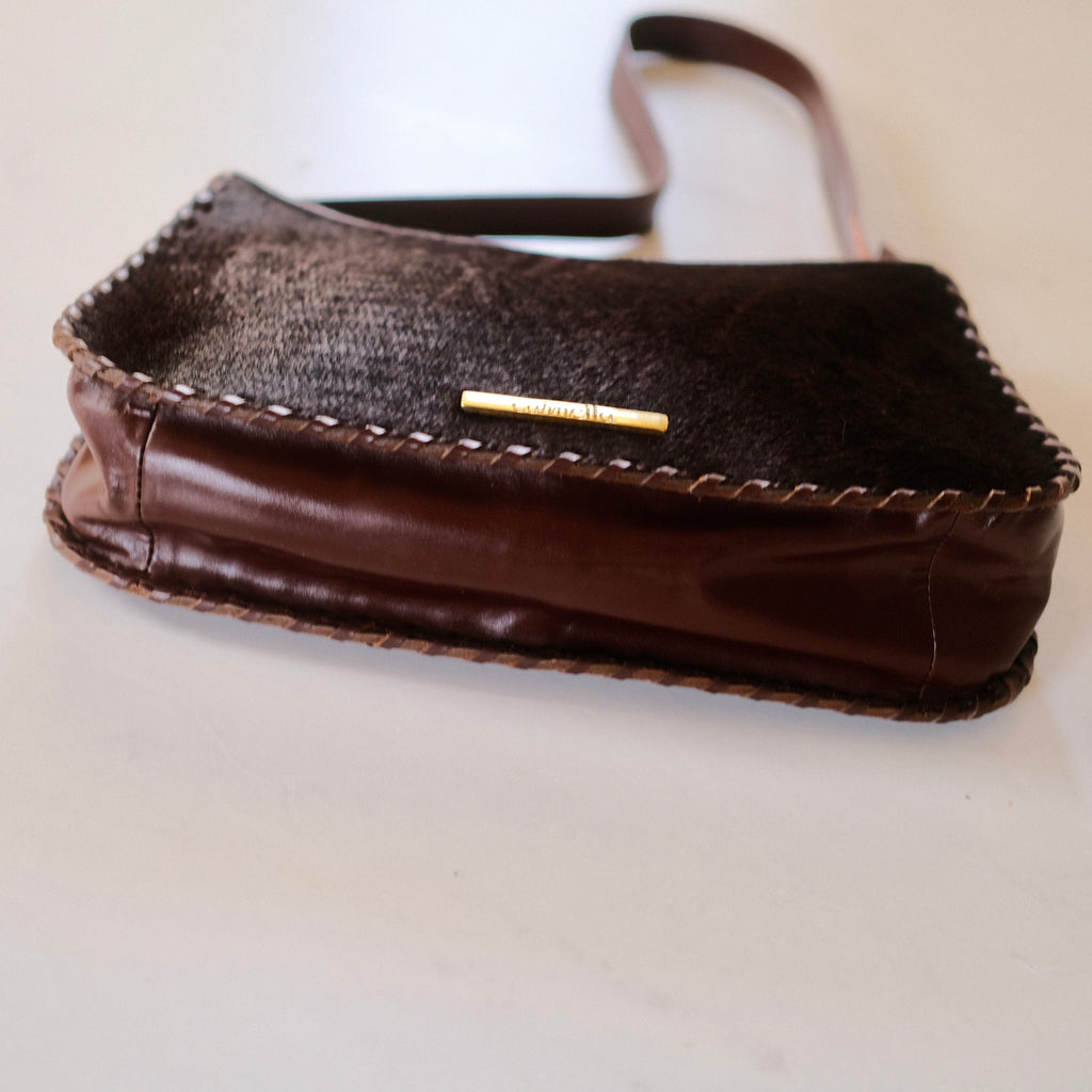 Carnella Brown Cowhide and Leather Shoulder Bag