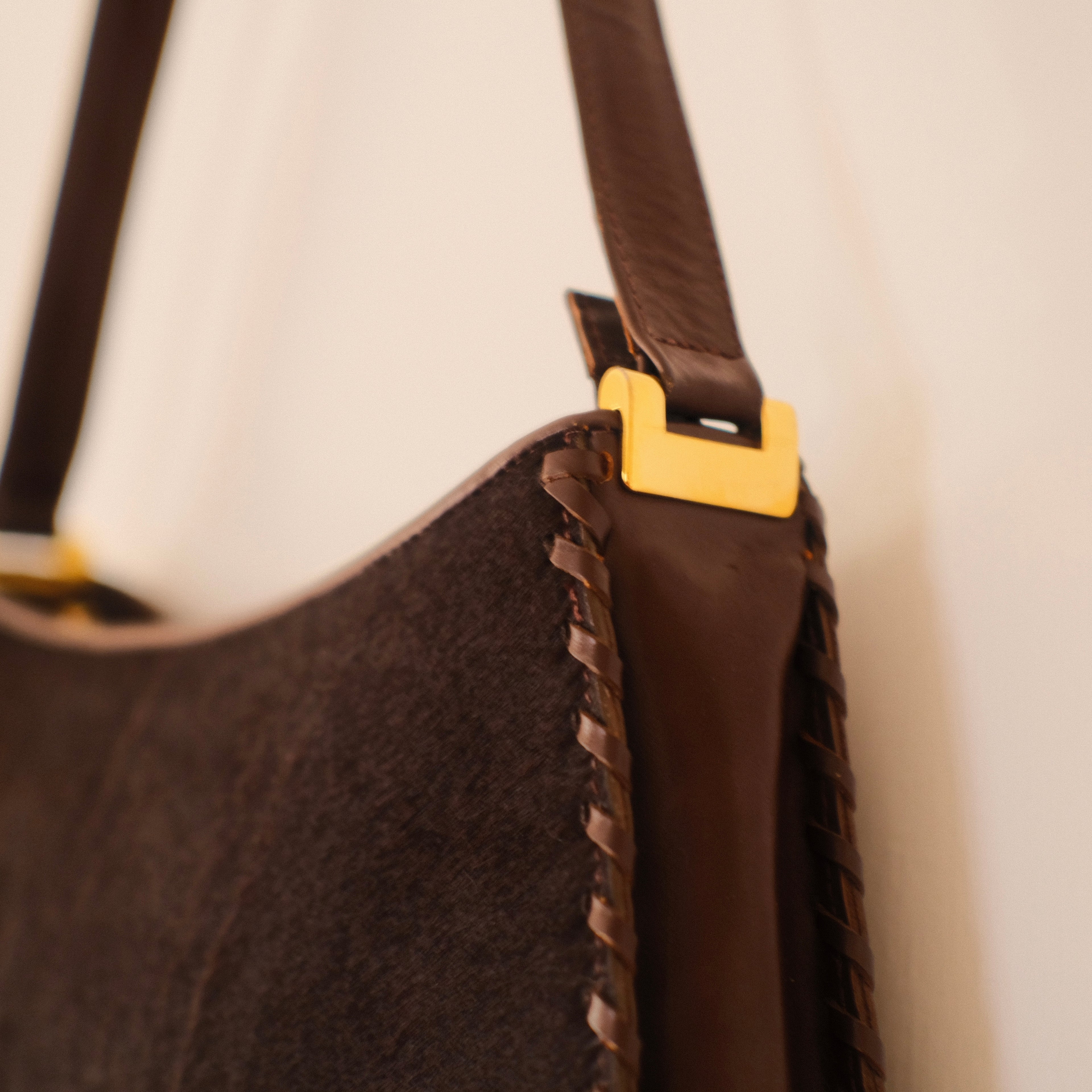 Carnella Brown Cowhide and Leather Shoulder Bag