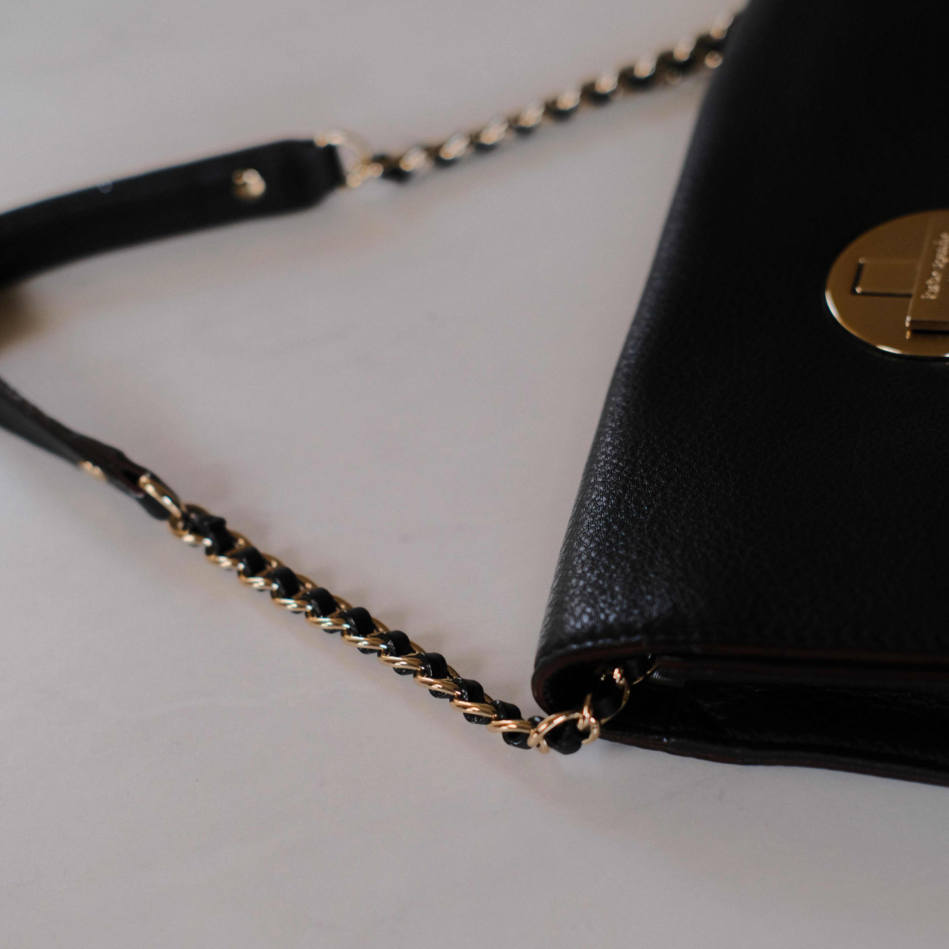 Kate Spade Black Leather Clutch with Chain