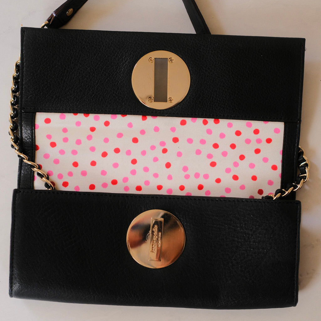 Kate Spade Black Leather Clutch with Chain