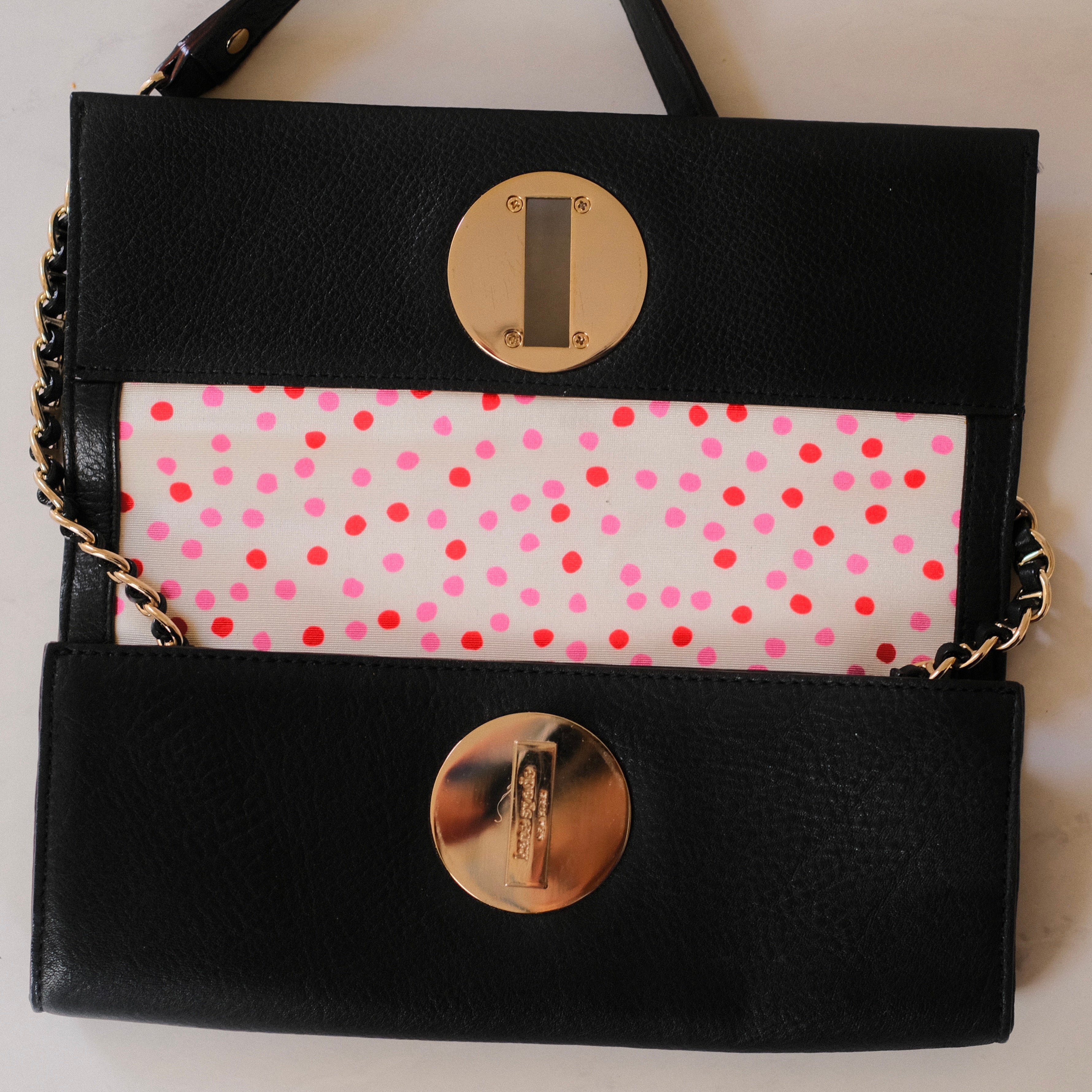Kate Spade Black Leather Clutch with Chain