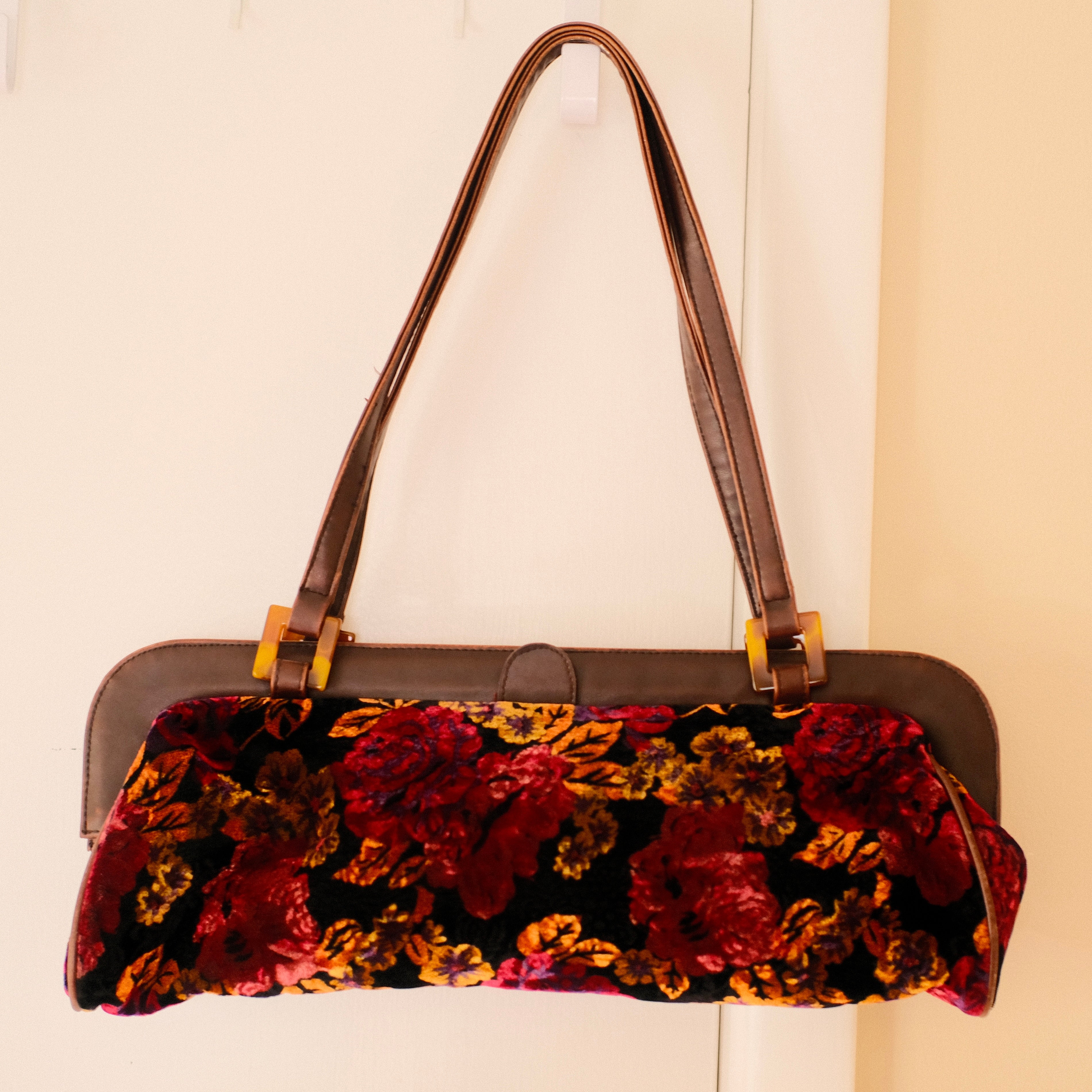 Paradox Velvet and Leather Shoulder Bag