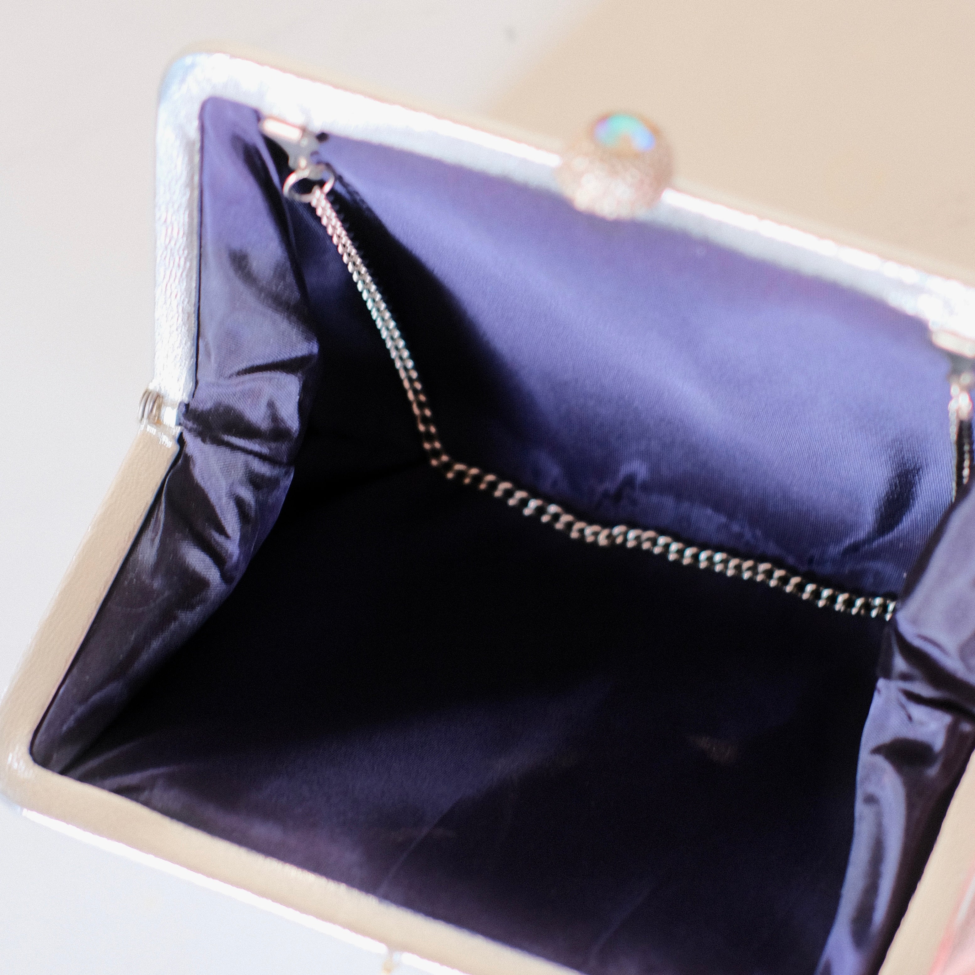 Silver Clutch with Chain