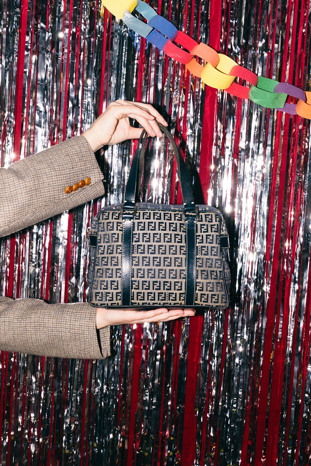 Fendi Zucchino FF Canvas Tote Bag Navy