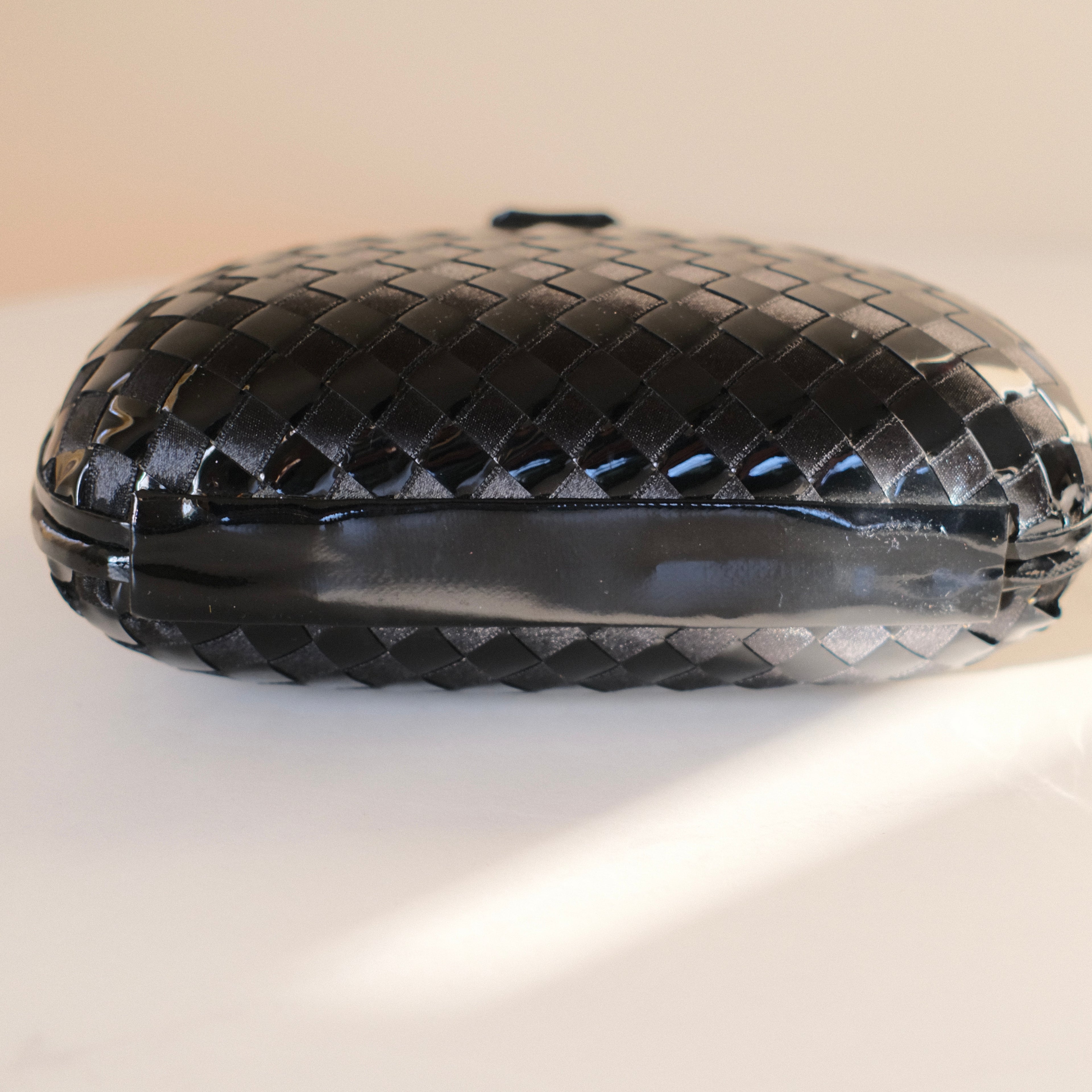 Black Checkered Clutch with Strap