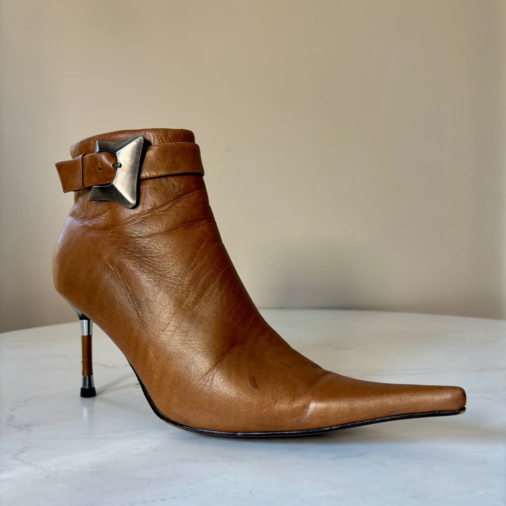 Bronx y2k Brown Leather Pointed Heels — Size 39