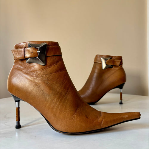 Bronx y2k Brown Leather Pointed Heels — Size 39